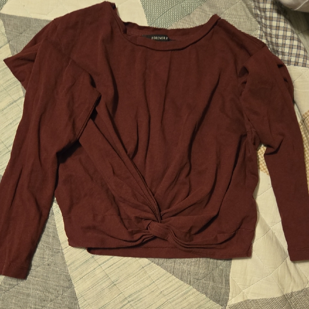 Forever 21 Maroon Long Sleeve Top